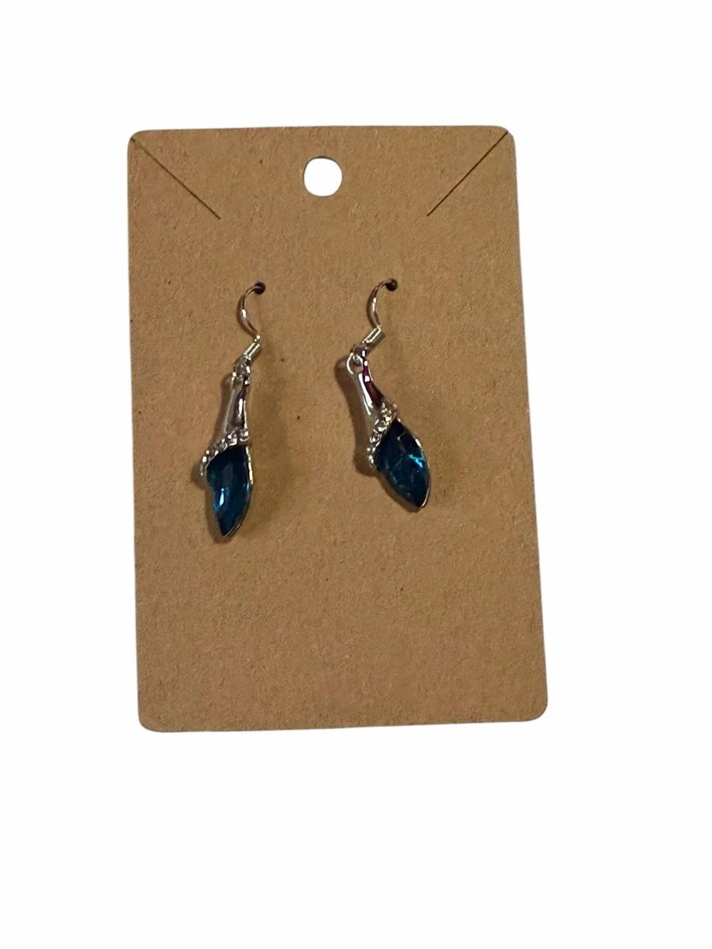 Silver Blue Teardrop Dangle Earrings - Women Jewelry